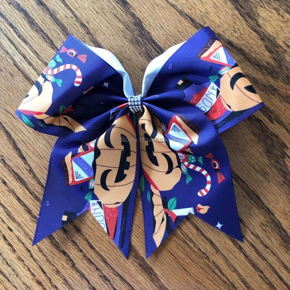 Halloween Print Cheer Bow 5B4073 Handmade Boutique